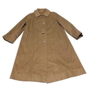 Magnifique‎ 100% Cashmere Women's Camel Coat Classic Button Front Long Sleeve XL